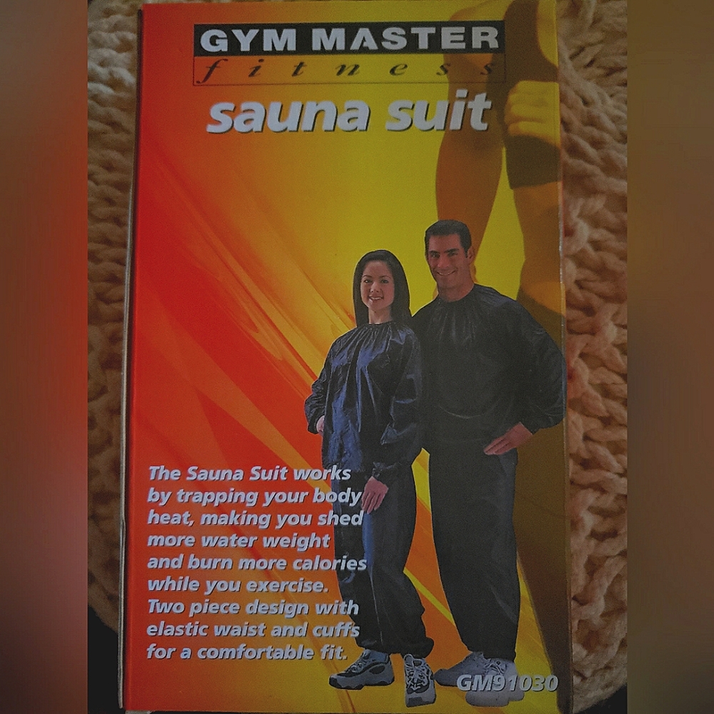 Gym Master NWT Sauna Suit Black Elastic Neck, Ankle & Waist One Size.